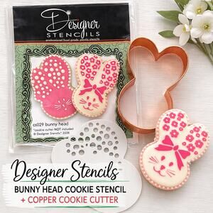 Designer Stencils Bunny Head Cookie Stencil & Copper Cutter Easter Baking